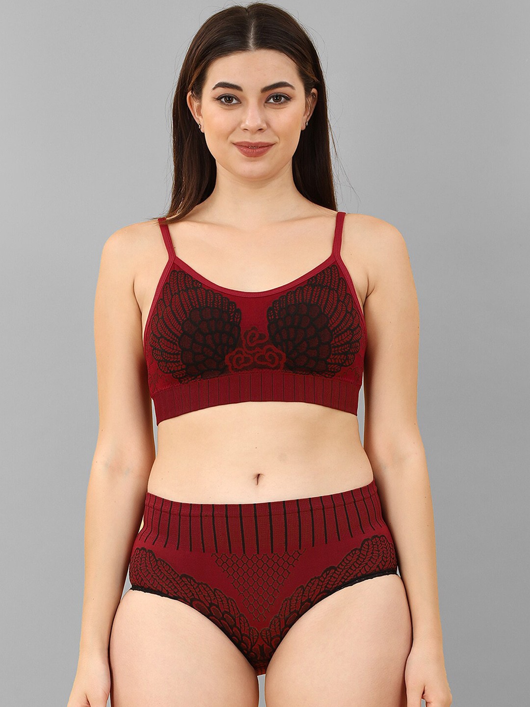 

Flenzy Self-Design Lingerie SetYLINGRIES001_LBW, Maroon