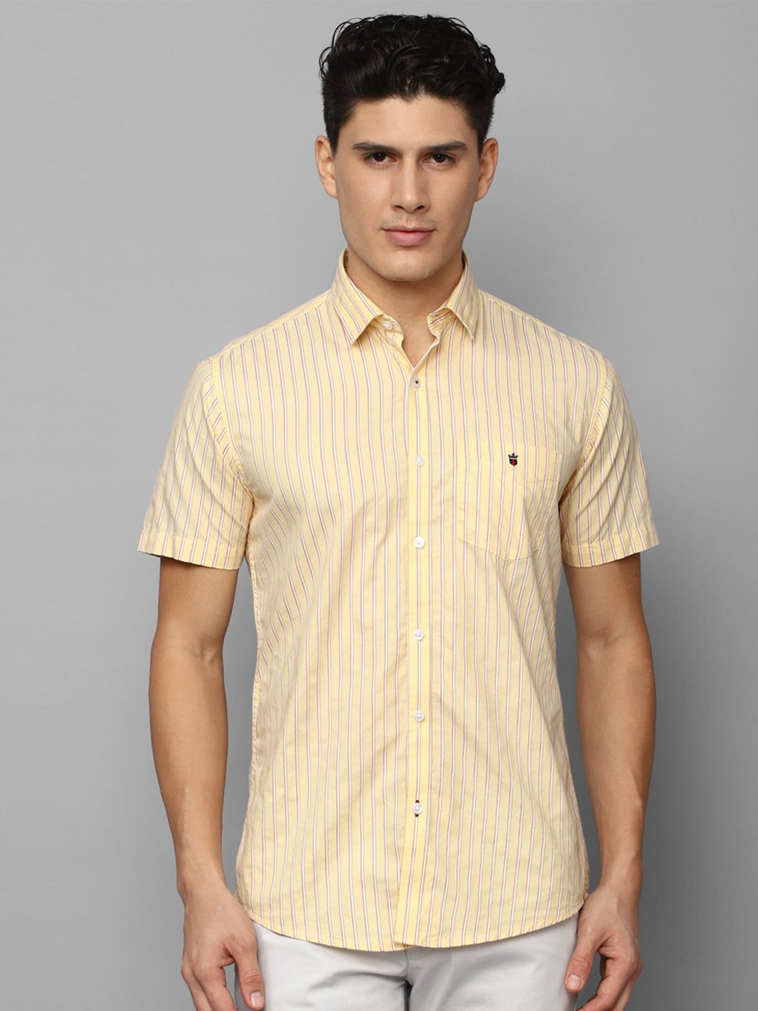 

Louis Philippe Sport Men Striped Slim Fit Casual Pure Cotton Shirt, Yellow