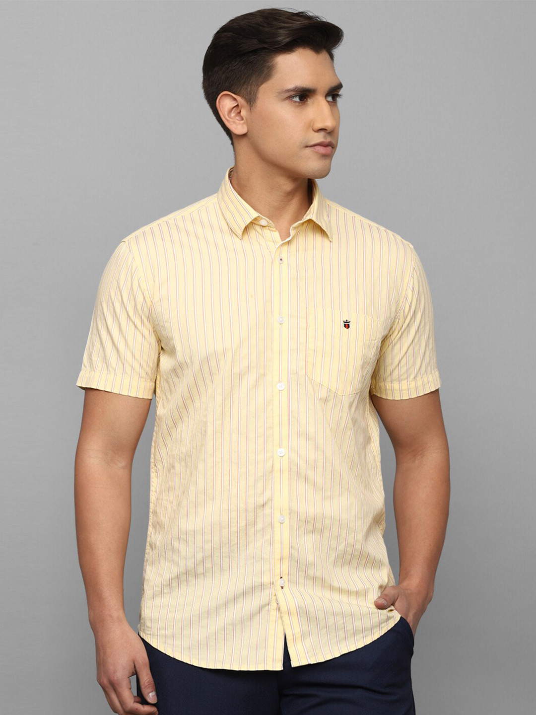 

Louis Philippe Sport Men Slim Fit Striped Casual Cotton Shirt, Yellow