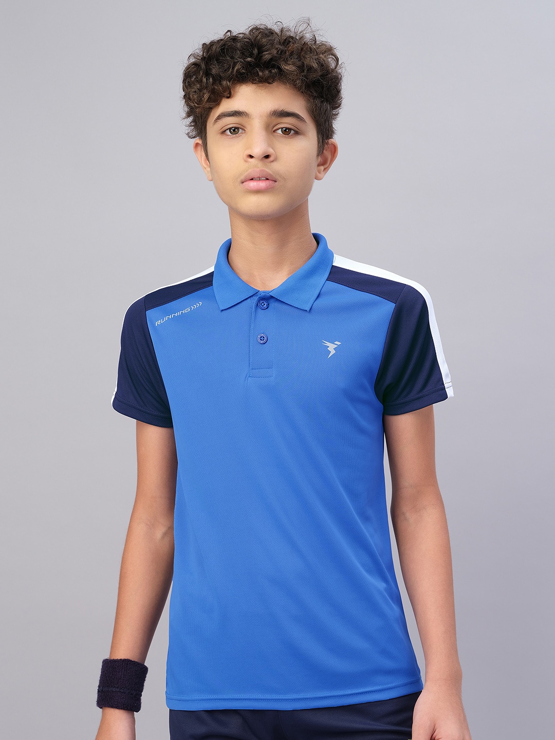 

Technosport Boys Polo Collar Antimicrobial Active T-shirt, Blue