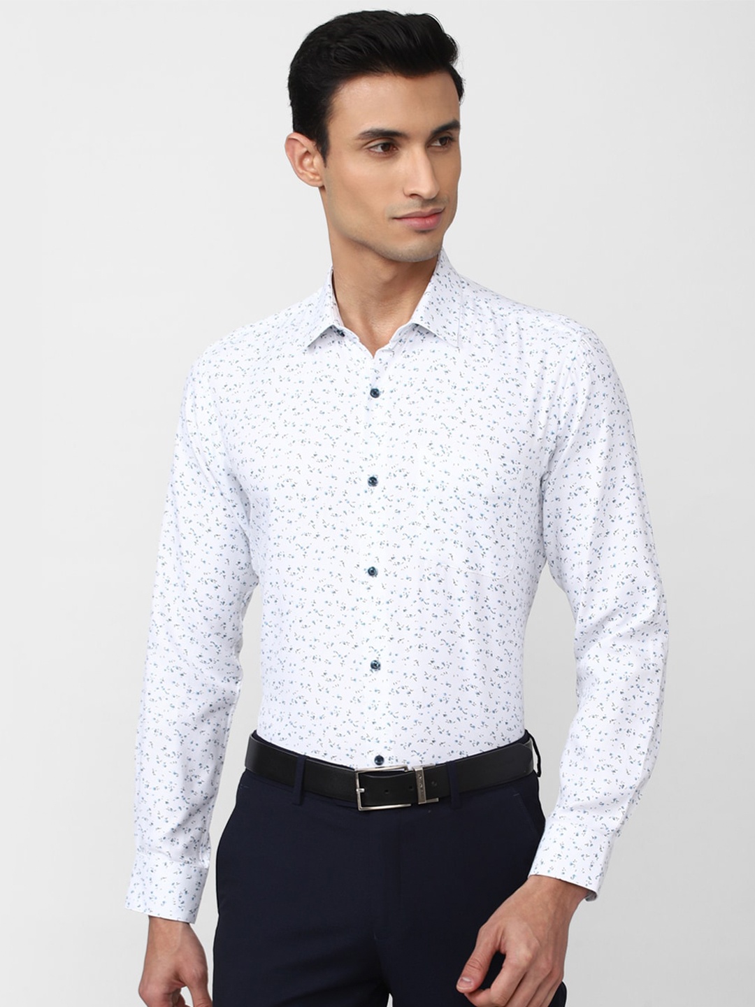 

Peter England Men Micro Ditsy Printed Formal Cotton Shirt, White