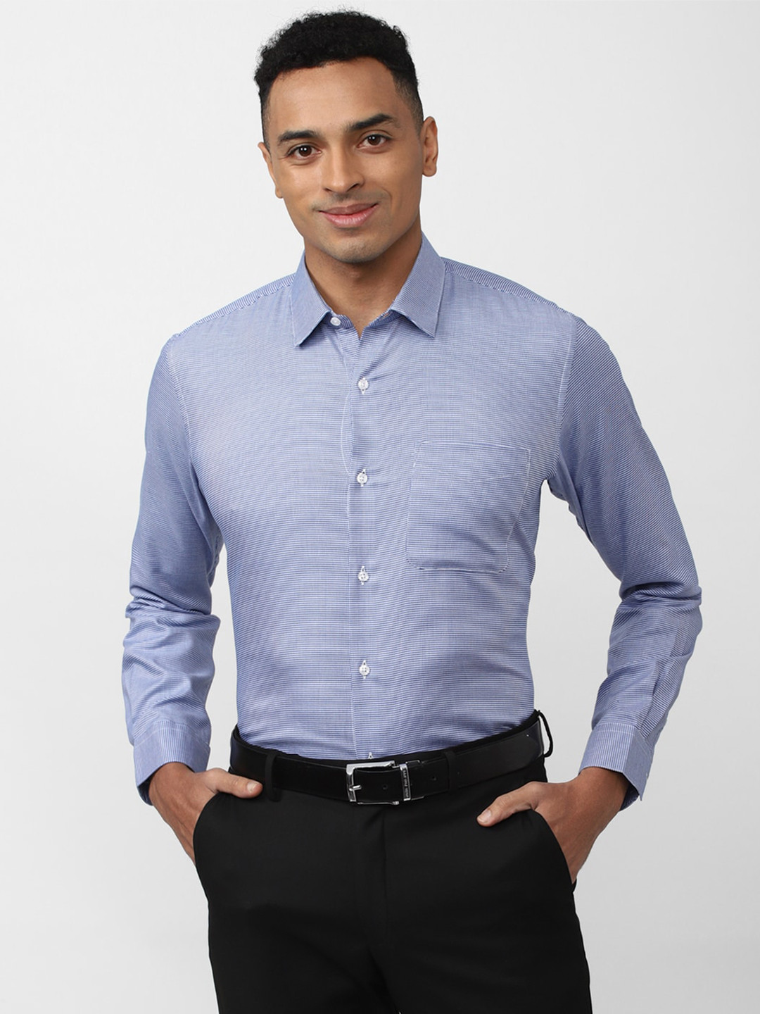 

Peter England Men Micro Checked Formal Cotton Shirt, Blue