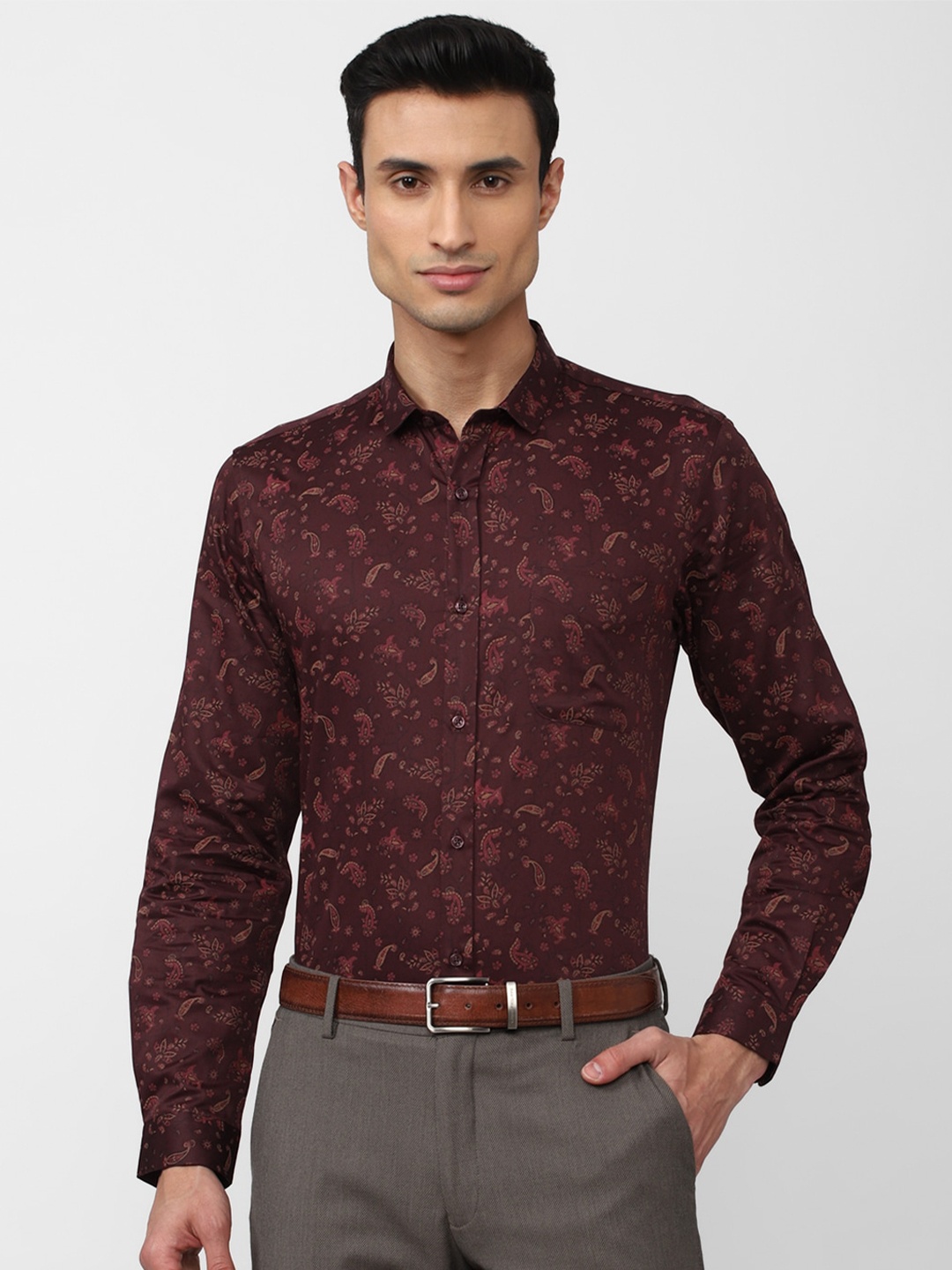 

Peter England Men Floral Printed Formal Shirt, Maroon