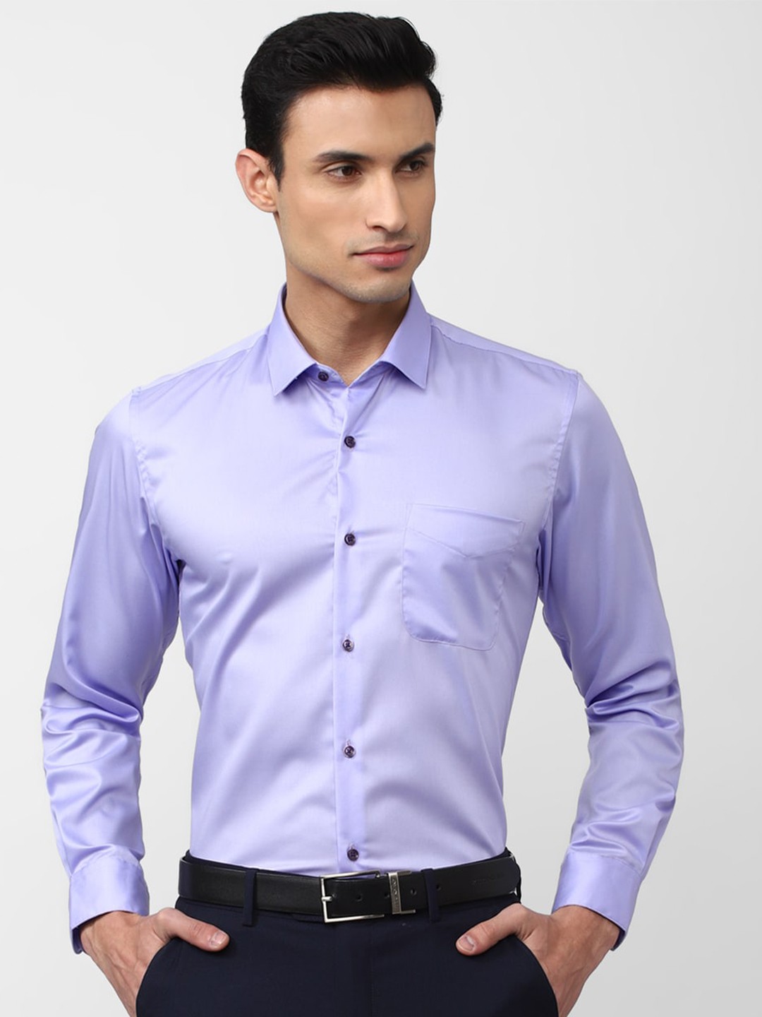 

Peter England Men Slim Fit Formal Pure Cotton Shirt, Purple