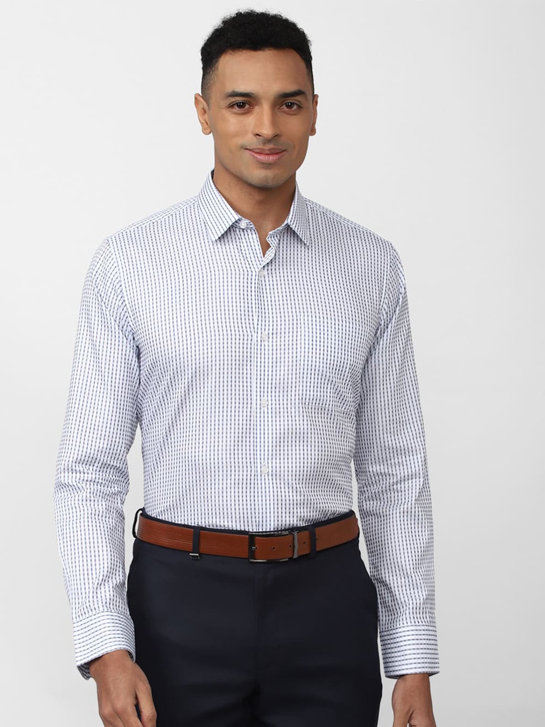 

Peter England Men Micro Checked Formal Cotton Shirt, White