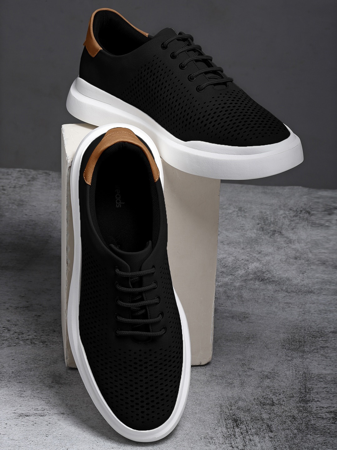 

Solethreads Men Perforated Sneakers, Black
