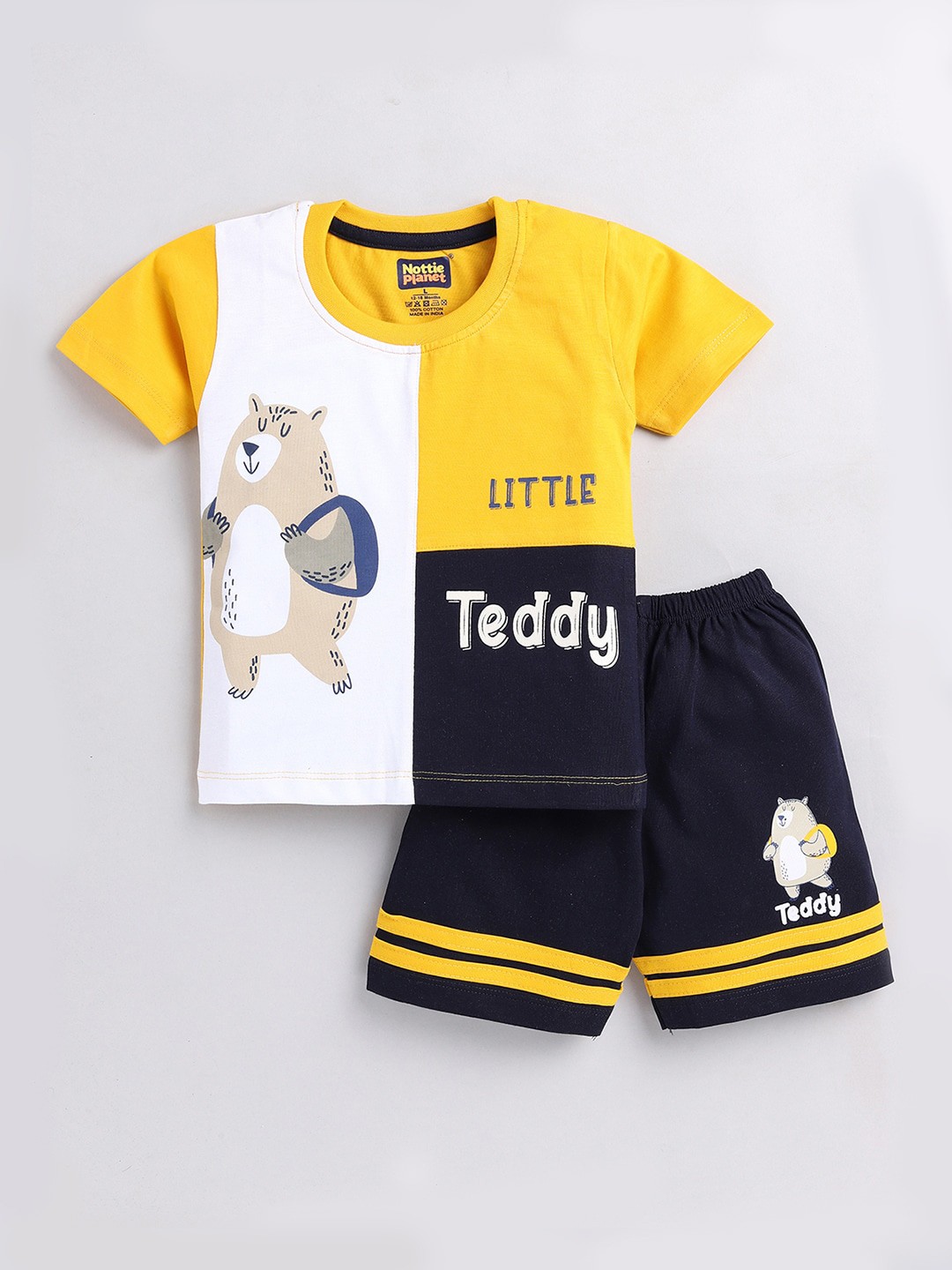 

Nottie Planet Boys Cotton T-shirt with Shorts Set, Yellow