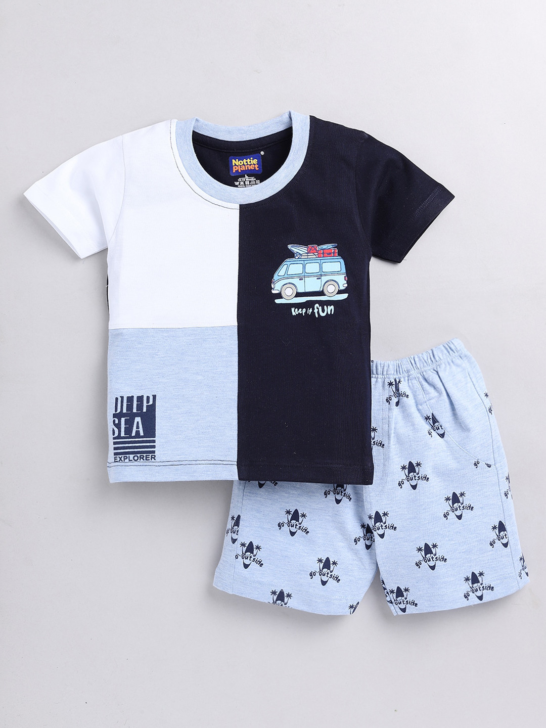 

Nottie Planet Boys Cotton T-shirt with Shorts Set, Navy blue