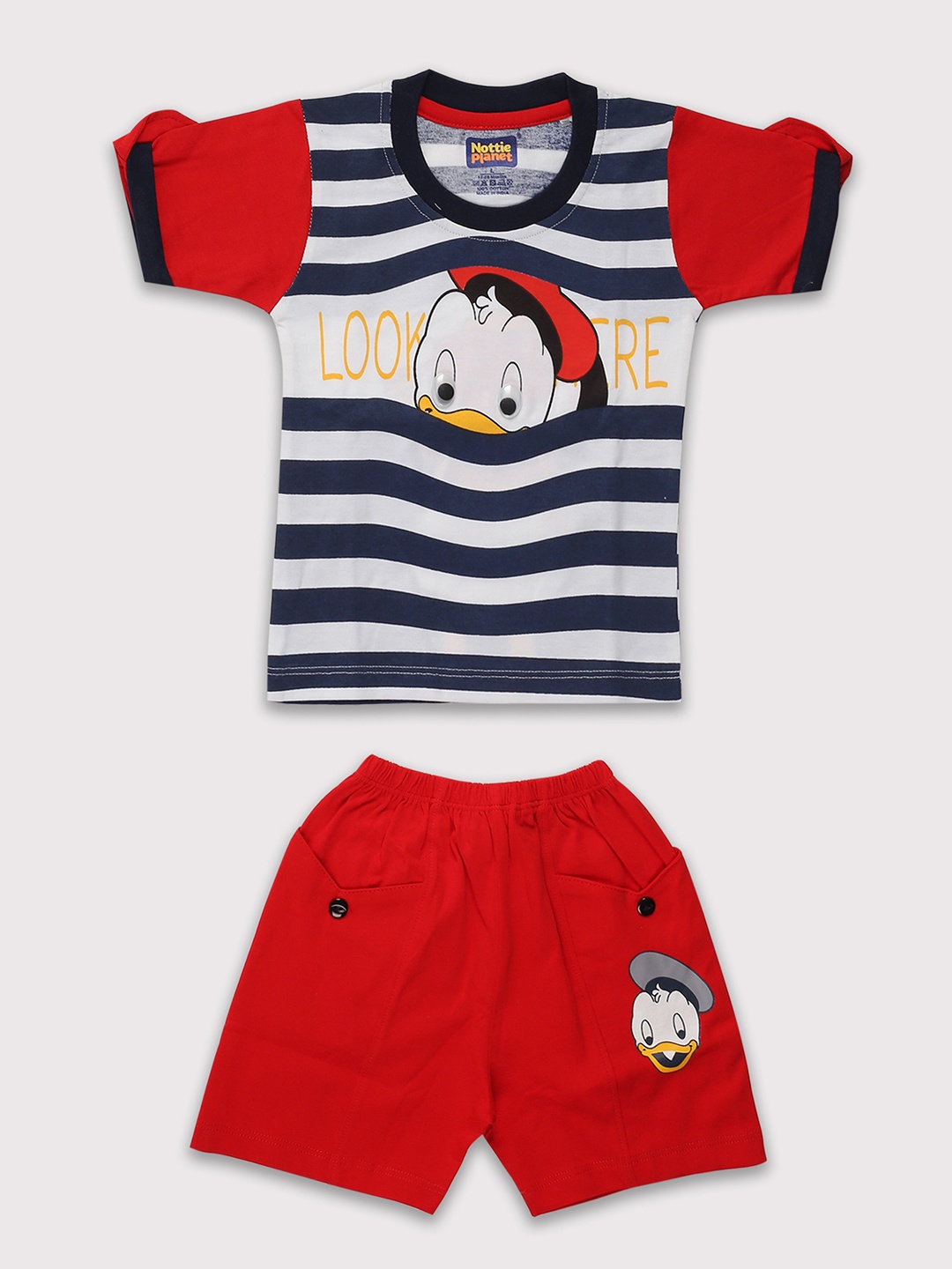 

Nottie Planet Boys Cotton Duck Printed T-shirt with Shorts, Red