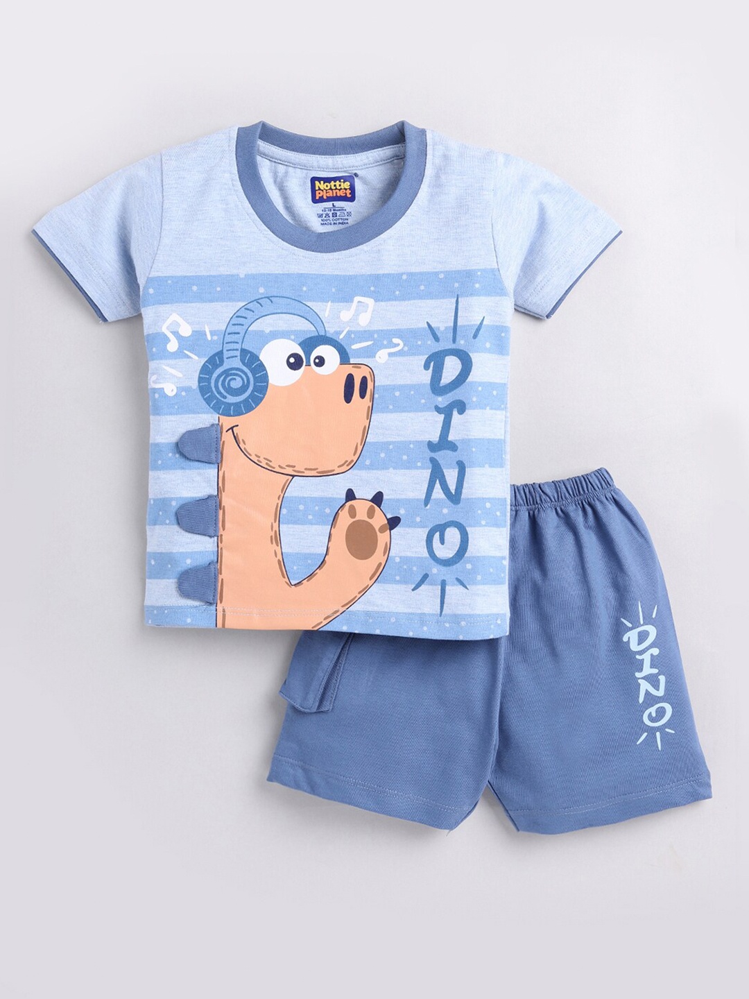 

Nottie Planet Boys Cotton Printed T-shirt with Shorts Set, Blue