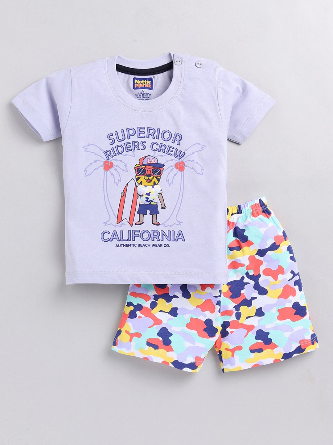 

Nottie Planet Boys Printed T-Shirt with Shorts, Lavender