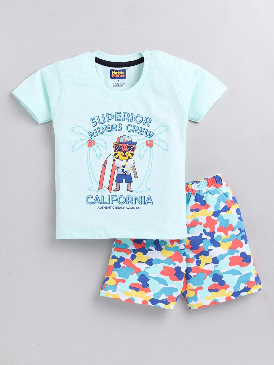 

Nottie Planet Boys Printed T-shirt with Shorts, Blue