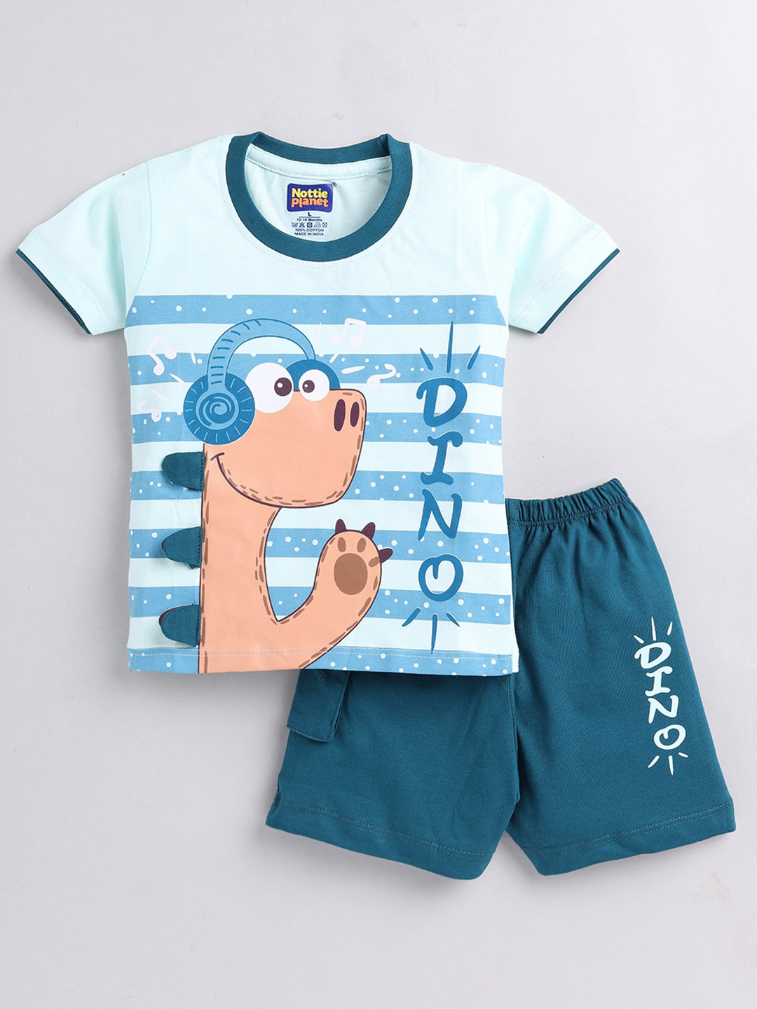 

Nottie Planet Boys Printed T-shirt with Shorts, Green