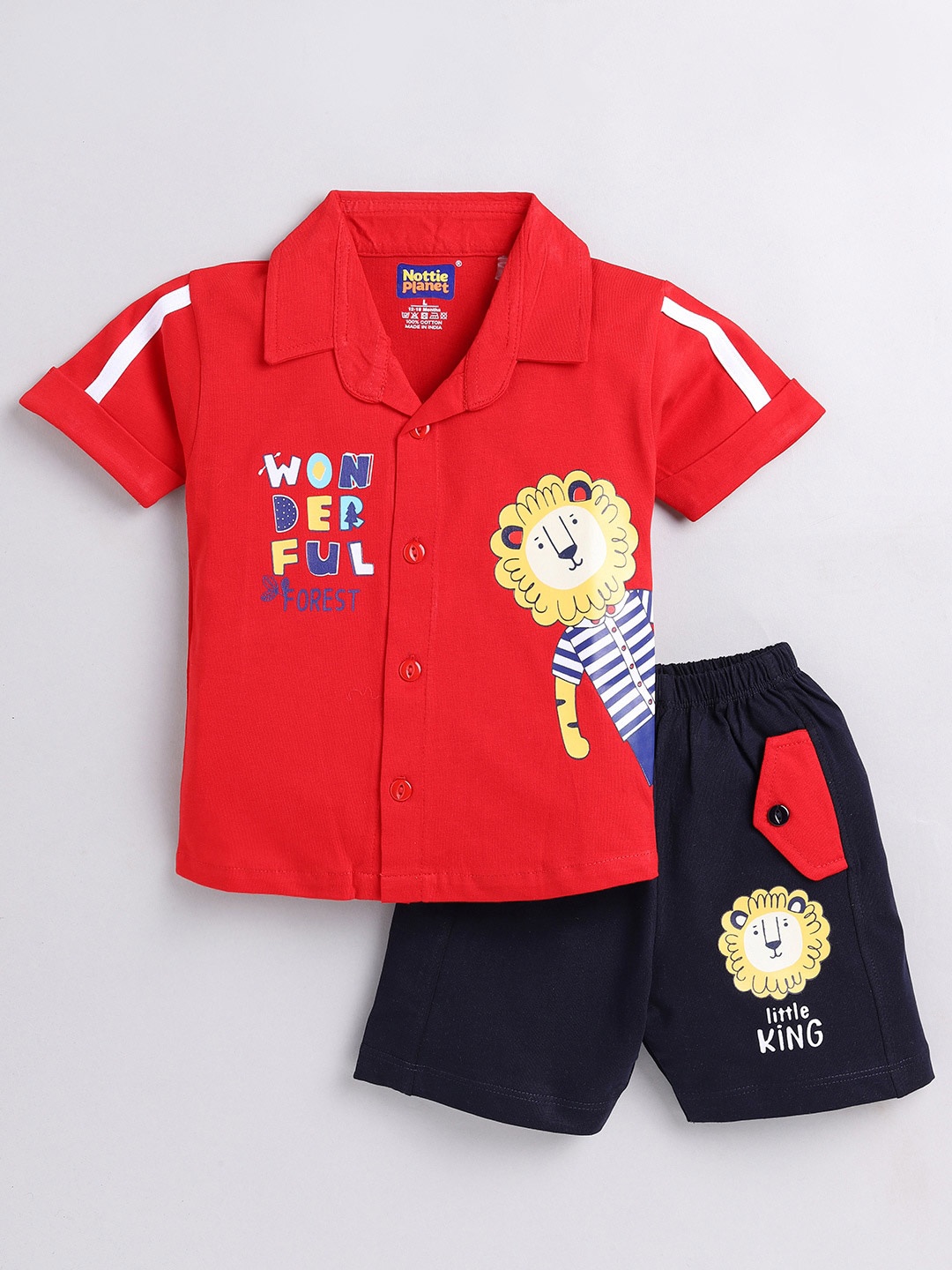

Nottie Planet Boys Printed T-shirt with Shorts, Red