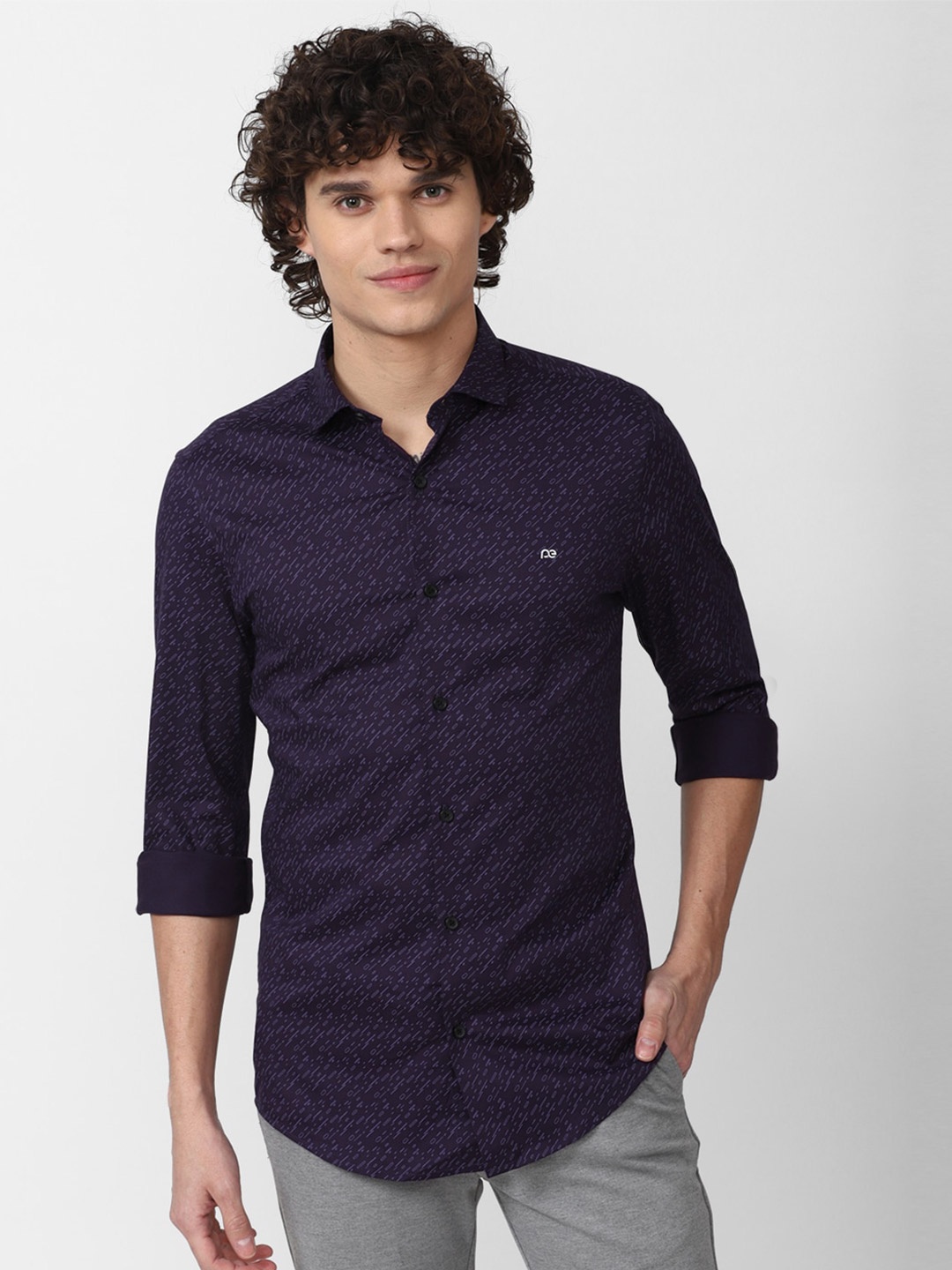 

Peter England Men Micro Ditsy Printed Casual Shirt, Purple