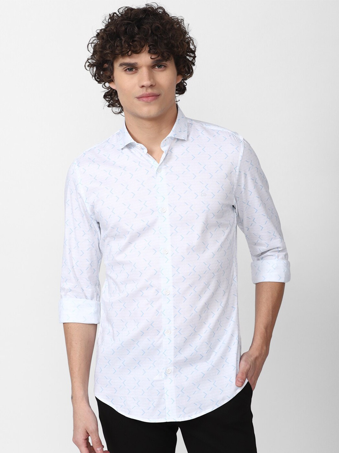 

Peter England Men Slim Fit Abstract Printed Casual Shirt, White
