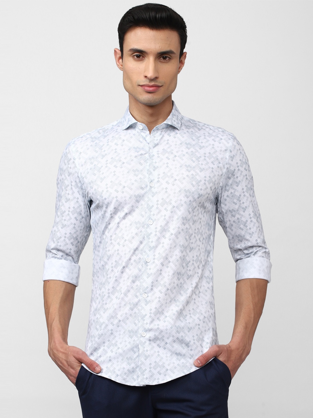 

Peter England Men Slim Fit Geometric Printed Casual Shirt, White