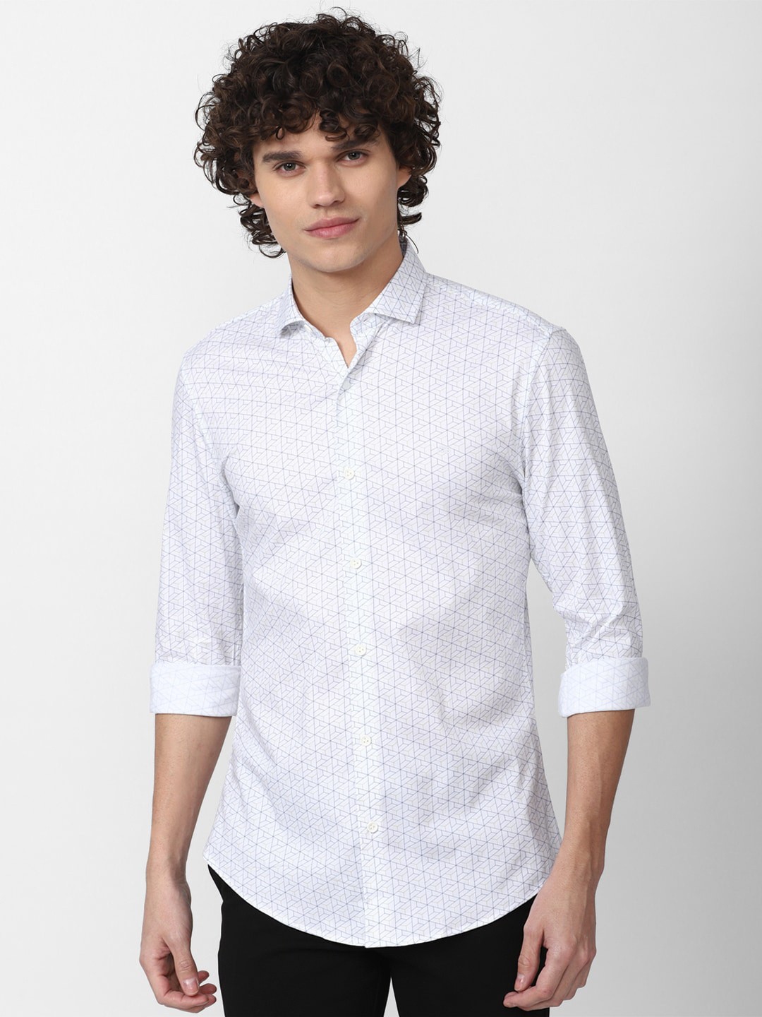 

Peter England Men Slim Fit Geometric Printed Casual Shirt, White