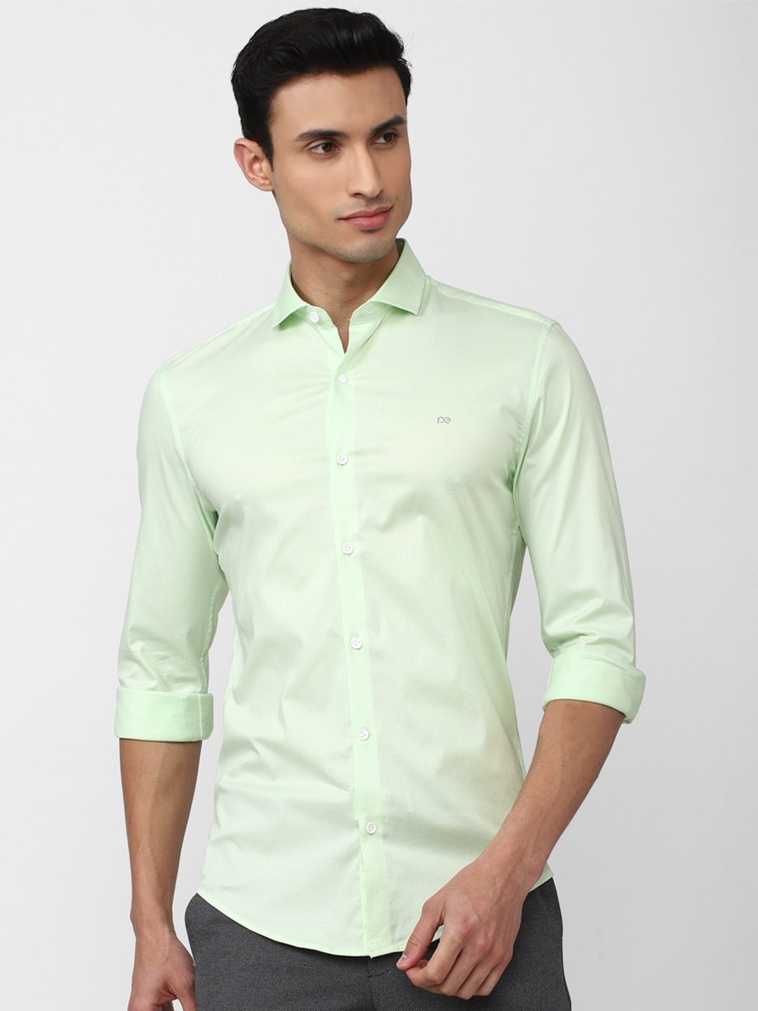 

Peter England Men Spread Collar Slim Fit Formal Shirt, Green