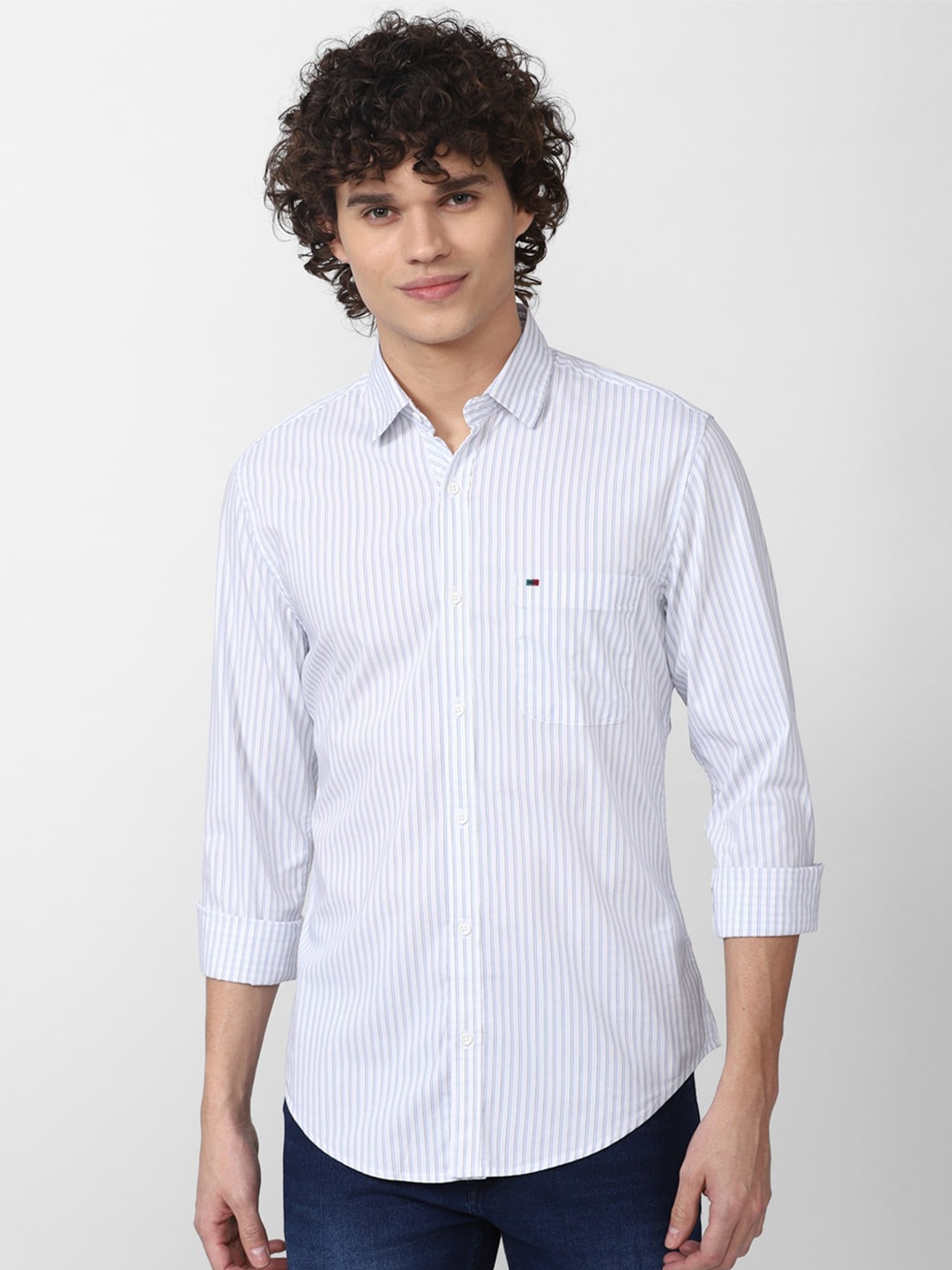 

Peter England Casuals Men Striped Cotton Slim Fit Casual Shirt, White