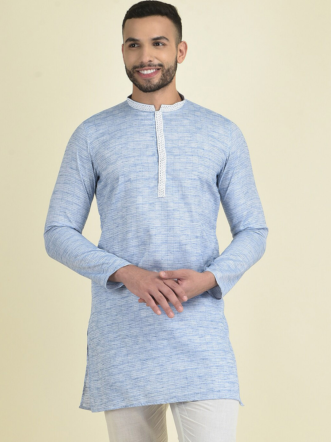 

Anouk Men Woven Design Kurta With Pyjamas, Blue