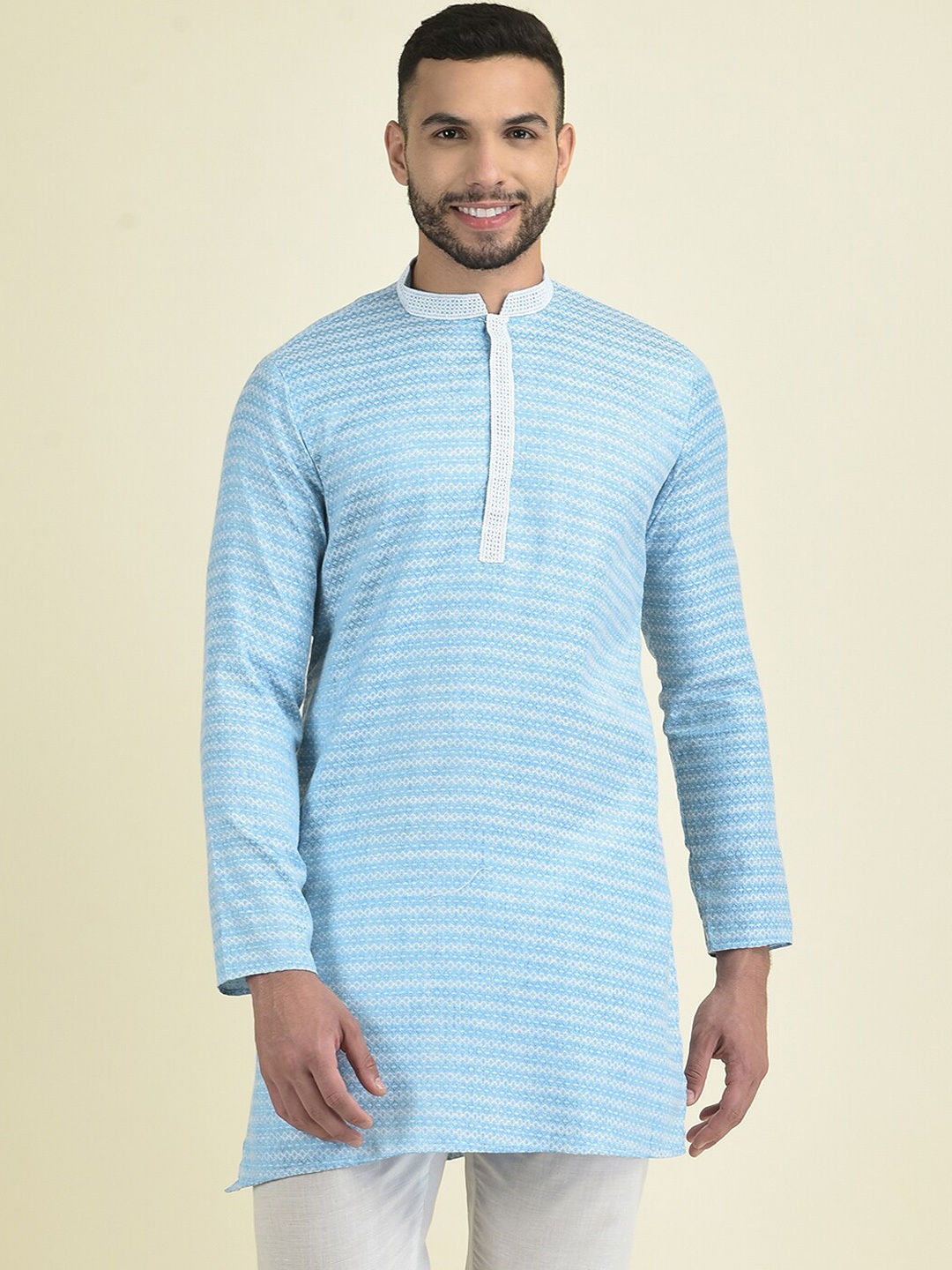 

Anouk Men Woven Design Kurta With Pyjamas, Blue