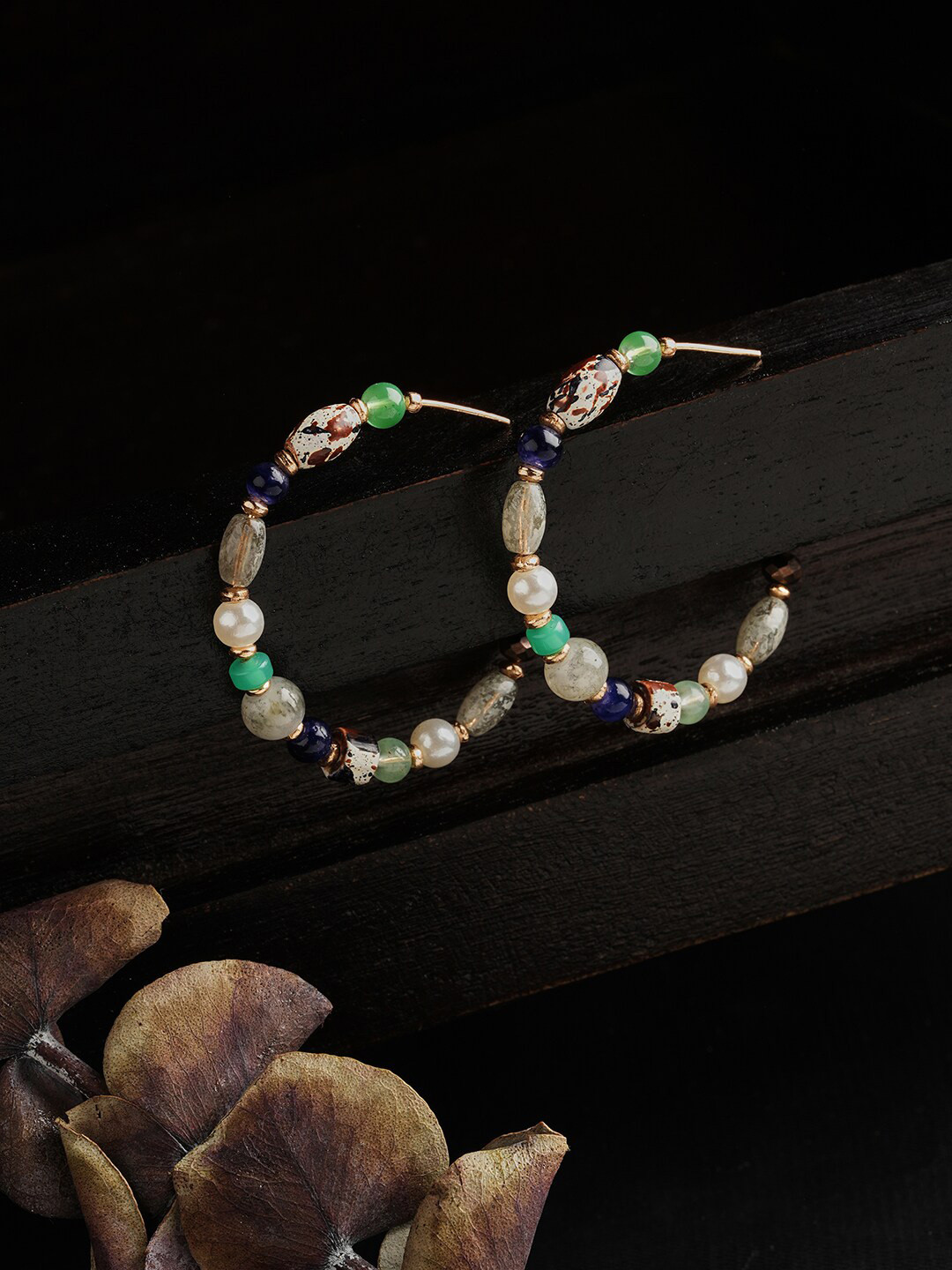 

Accessorize Contemporary Crystal Beaded Half Hoop Earrings, Blue