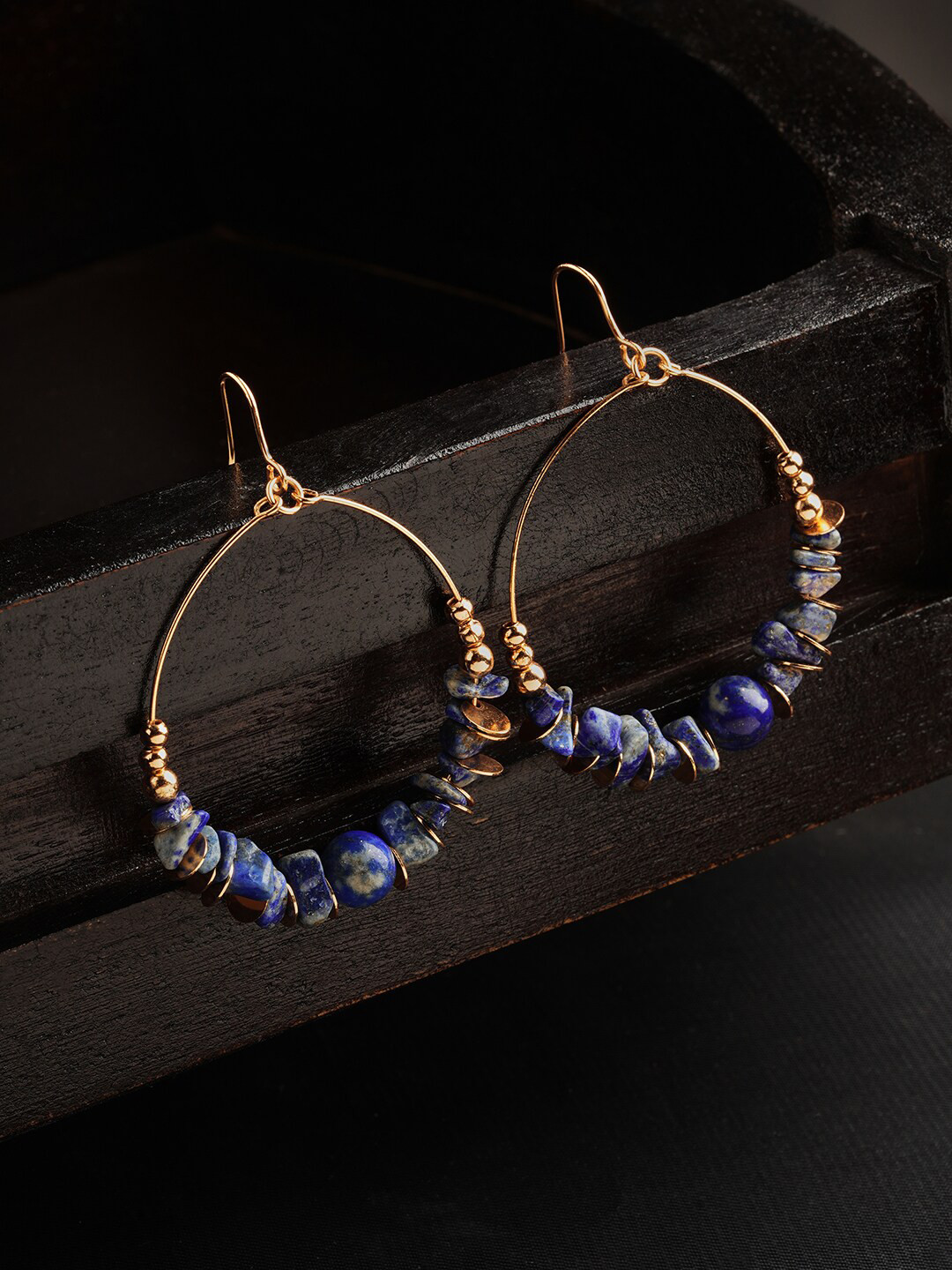 

Accessorize Crystals Studded Circular Drop Earrings, Blue