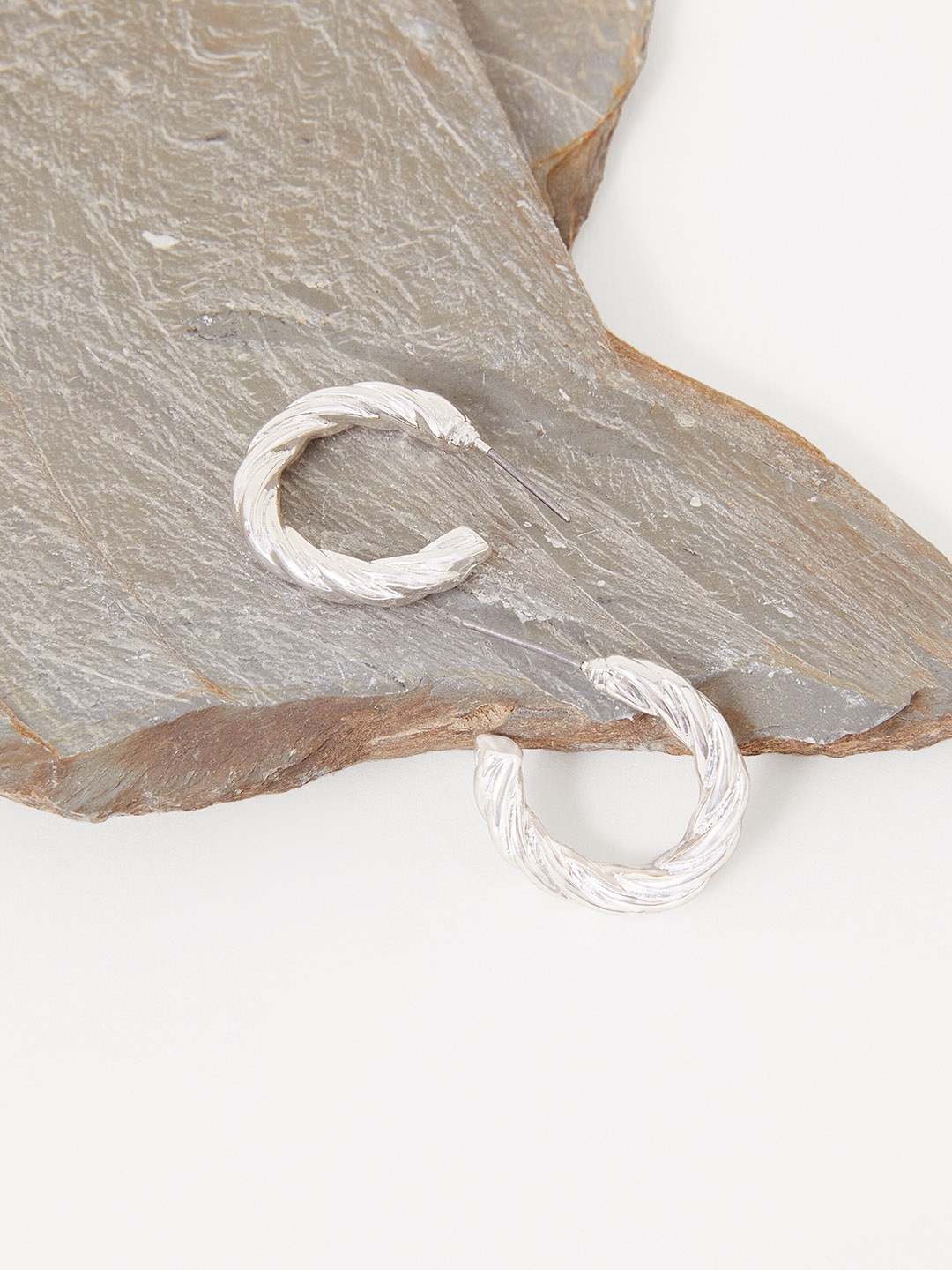 

Accessorize Chunky Circular Half Hoop Earrings, Silver