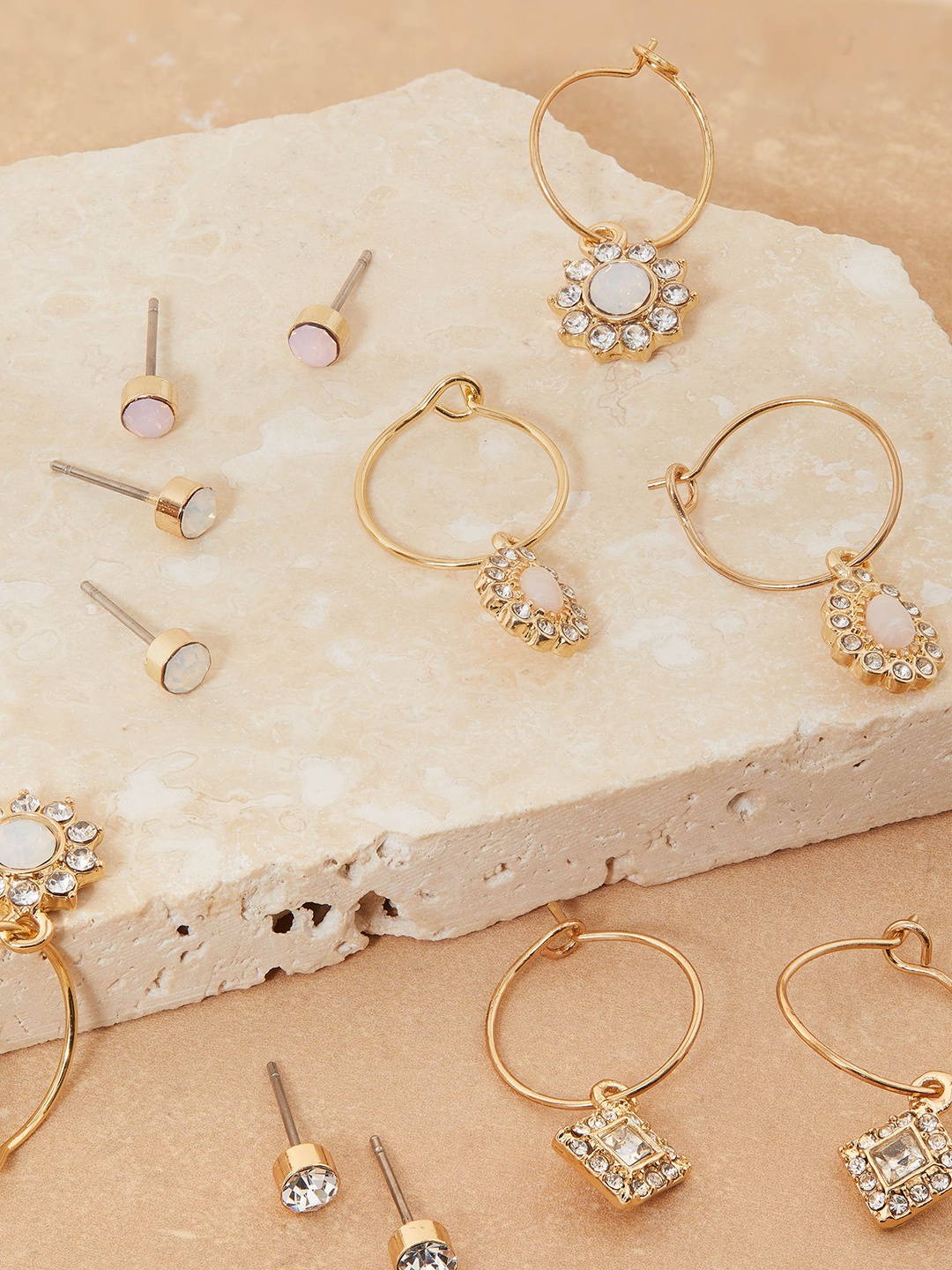 

Accessorize Set of 6 Contemporary Sparkle Stud & Hoop Earrings, Pink