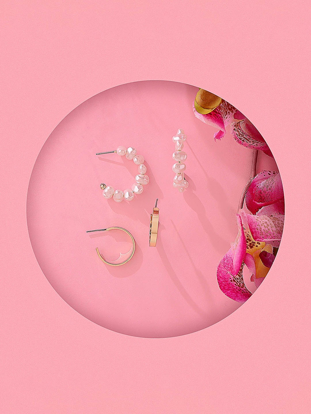 

Accessorize Set of 2 Circular Half Hoop Earrings, White