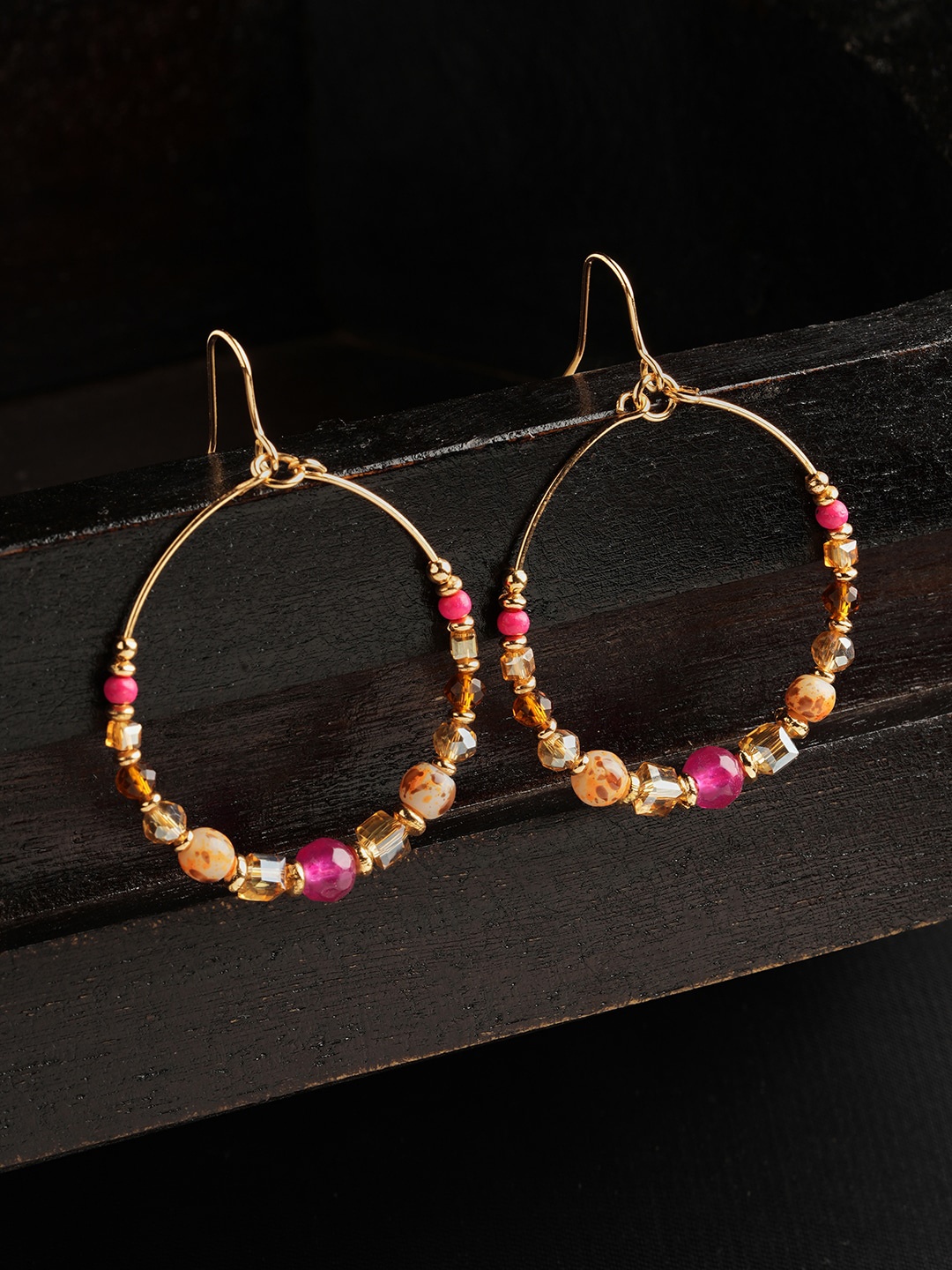 

Accessorize Beaded Contemporary Drop Earrings, Pink