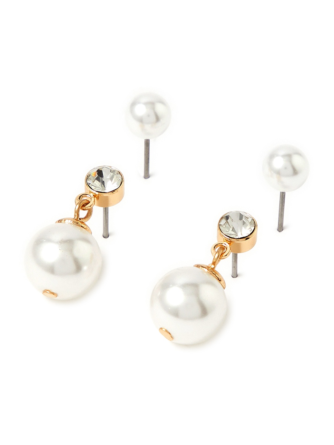 

Accessorize Set of 2 Gold Plated Contemporary Drop Earrings, Off white