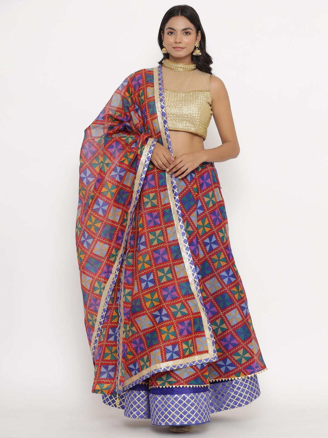 

Kesarya Embroidered Ready to Wear Lehenga & Unstitched Blouse With Dupatta, Maroon