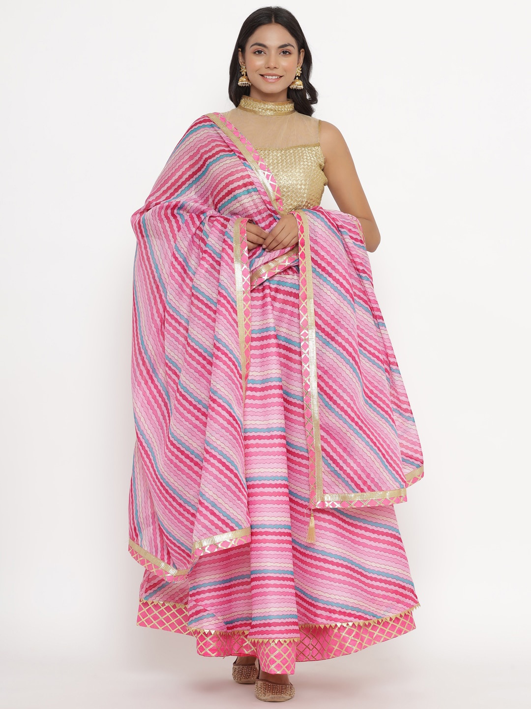 

Kesarya Printed Ready to Wear Lehenga & Unstitched Blouse With Dupatta, Pink