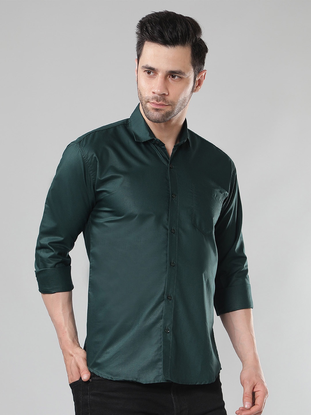 

LacyLook Comfort Slim Fit Twill Weave Casual Shirt, Green