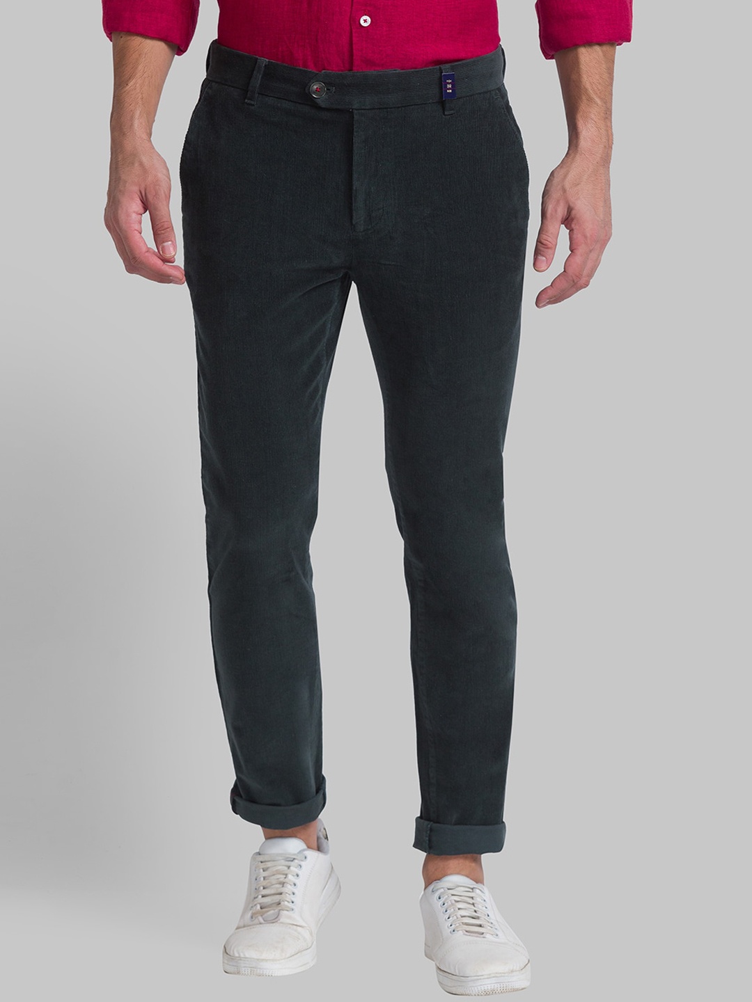 

Raymond Men Mid Rise Slim-Fit Trousers, Green