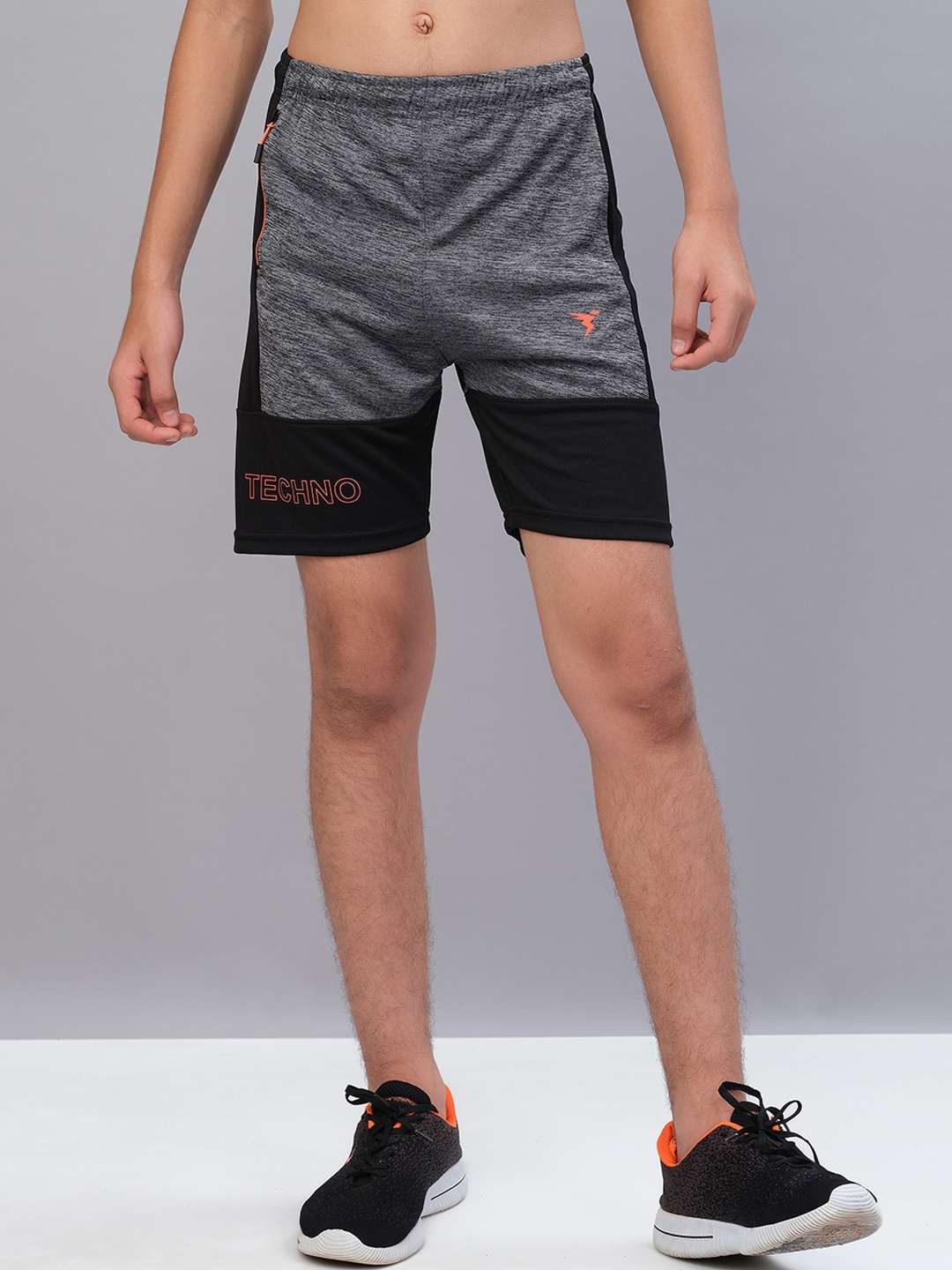 

Technosport Boys Colourblocked Antimicrobial Active Sports Shorts, Grey melange