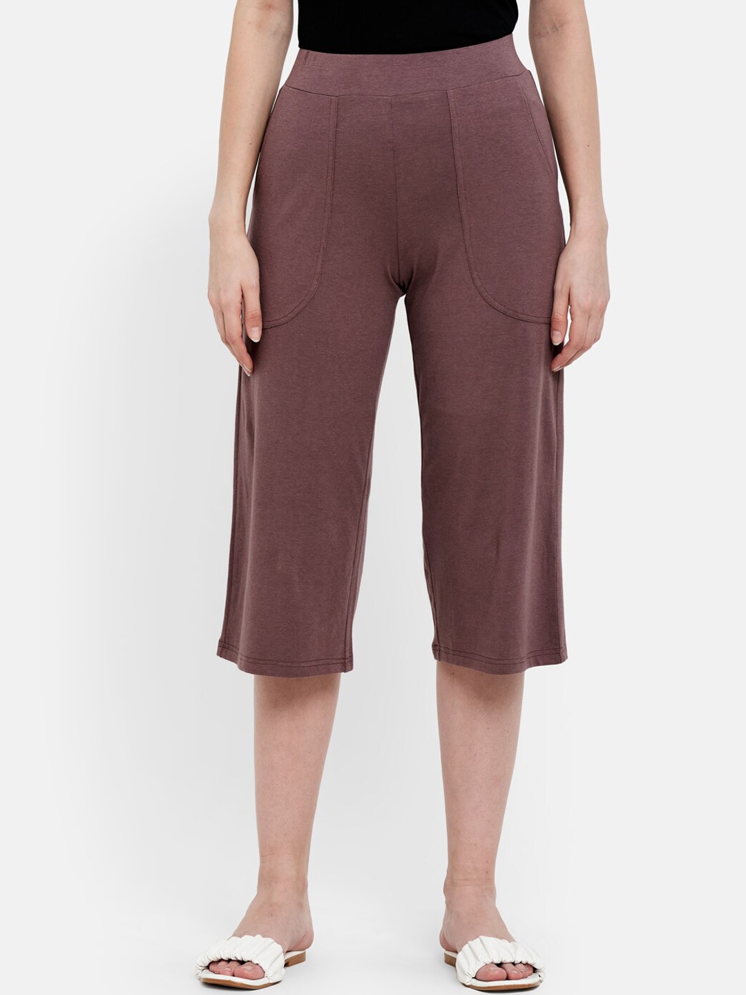 

UNMADE Pure Cotton Mid Calf Length Patched Pocket Lounge Pants, Brown