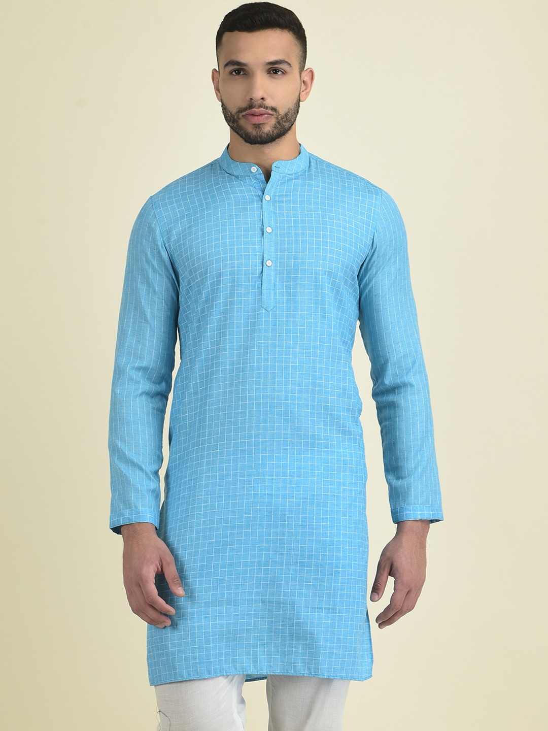 

Anouk Men Woven Design Jacquard Kurta, Blue