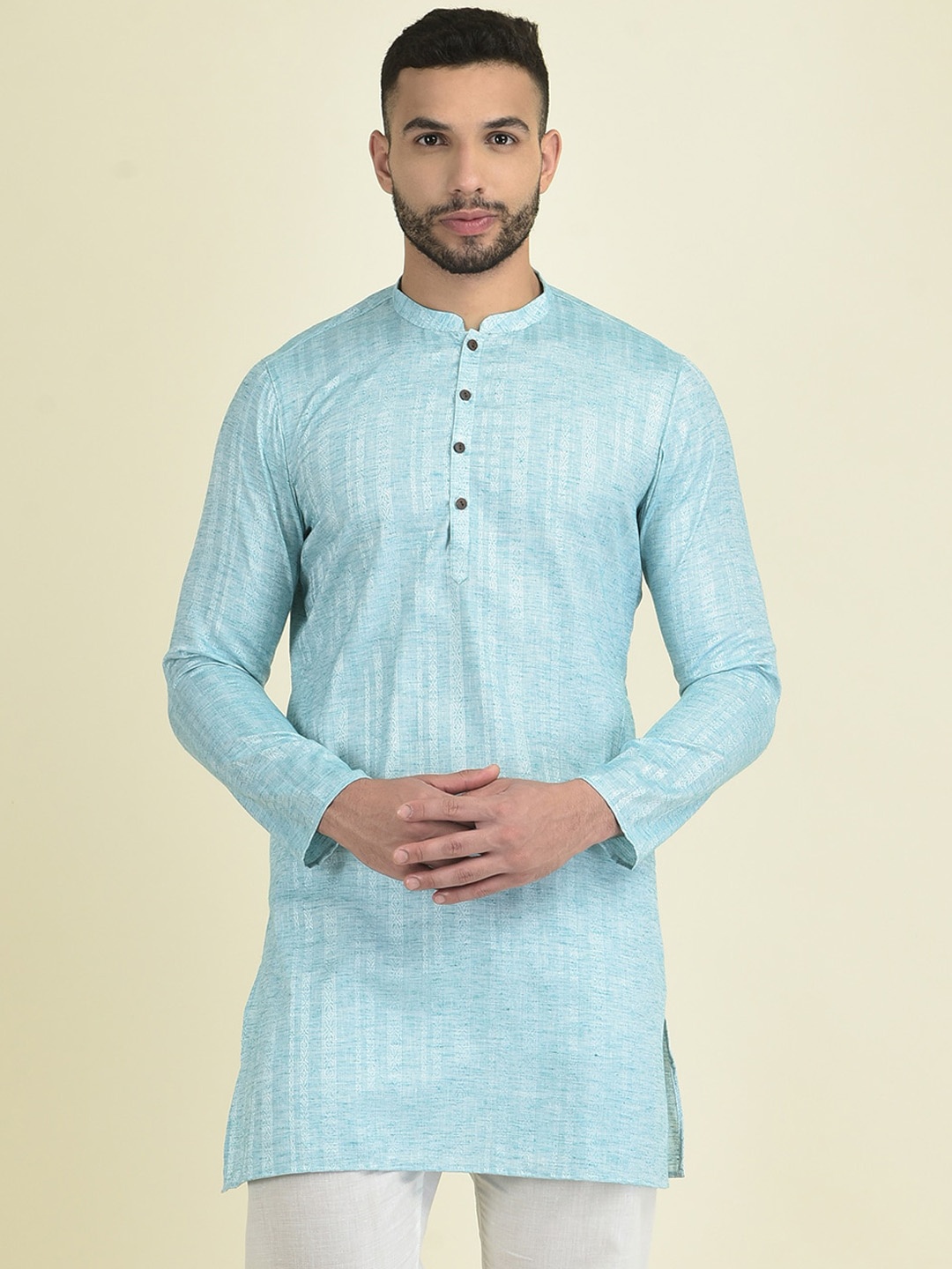 

Anouk Men Men Woven Design Jacquard Kurta, Blue