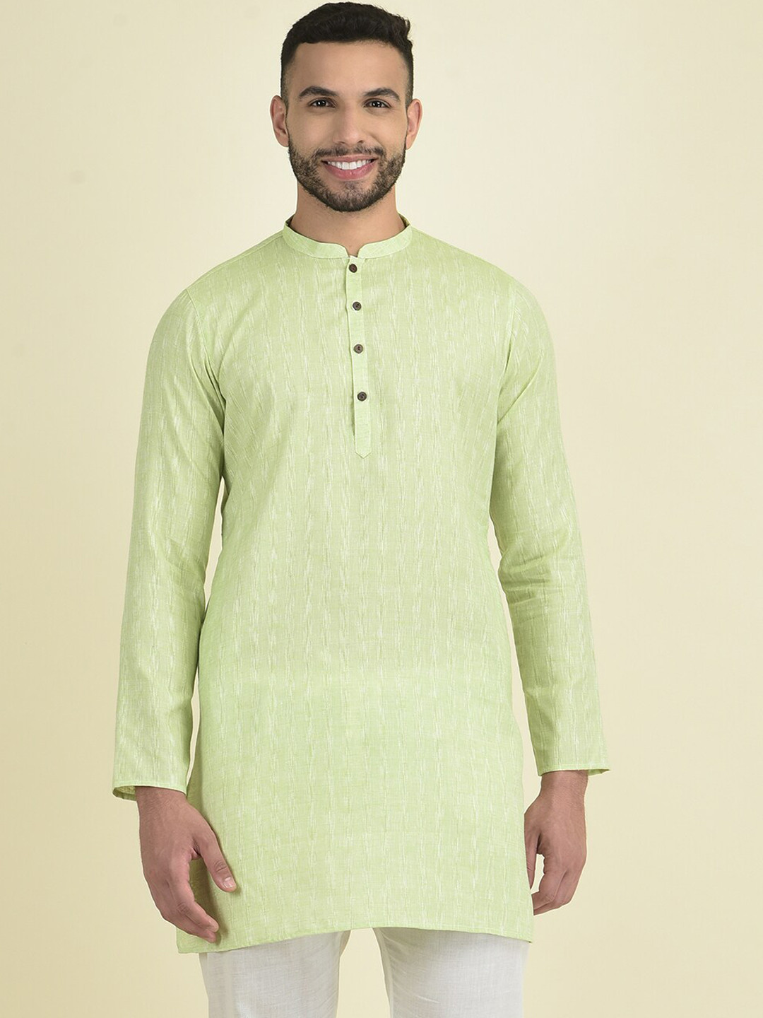 

Anouk Men Woven Design Jacquard Kurta, Green