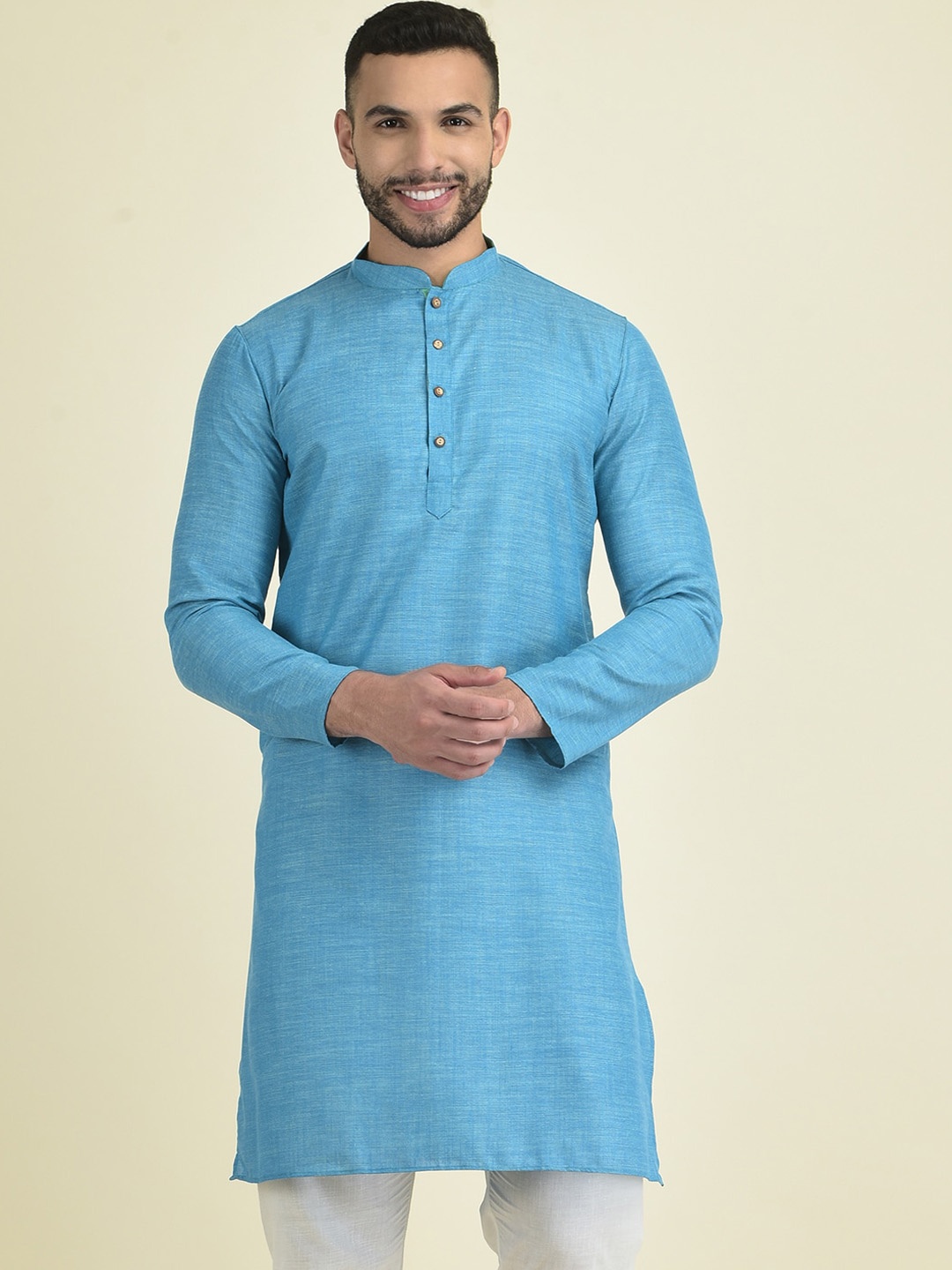 

Anouk Men Woven Design Jacquard Kurta, Blue