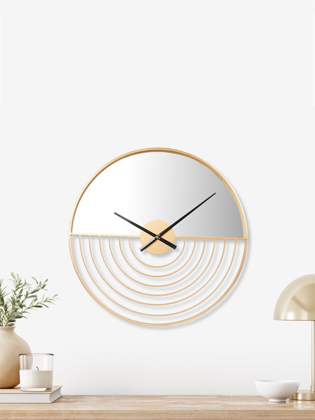 

Home Centre Gold-Toned & Grey Contemporary Wall Clock