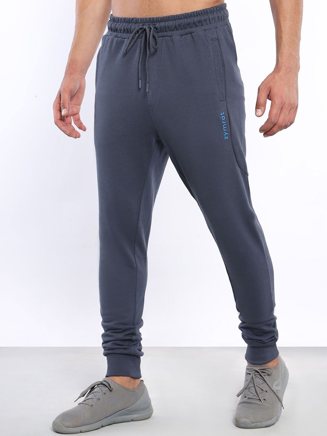 

Zymrat Men Logo Printed Detail Cotton Joggers, Grey