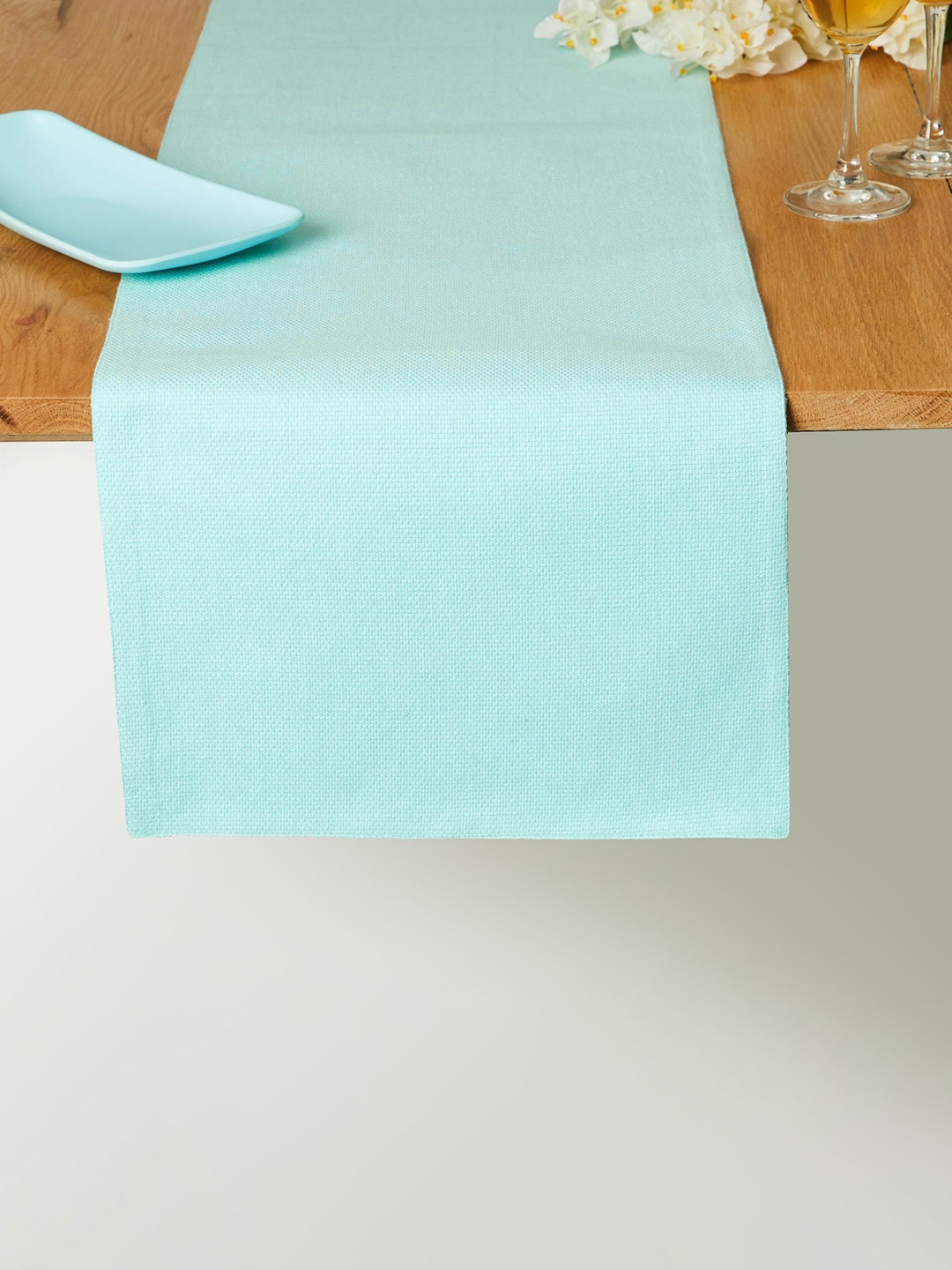 

Home Centre Soulful Pastels Blue Textured Cotton Rectangular Table Runner