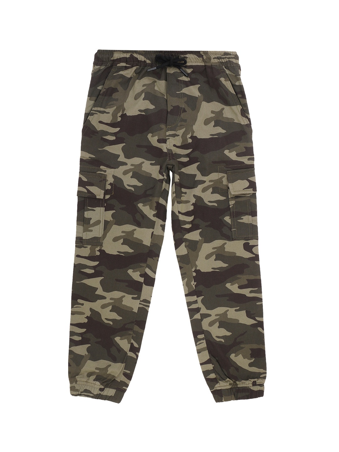 

Cantabil Boys Cotton Camouflage Printed Joggers Trousers, Green