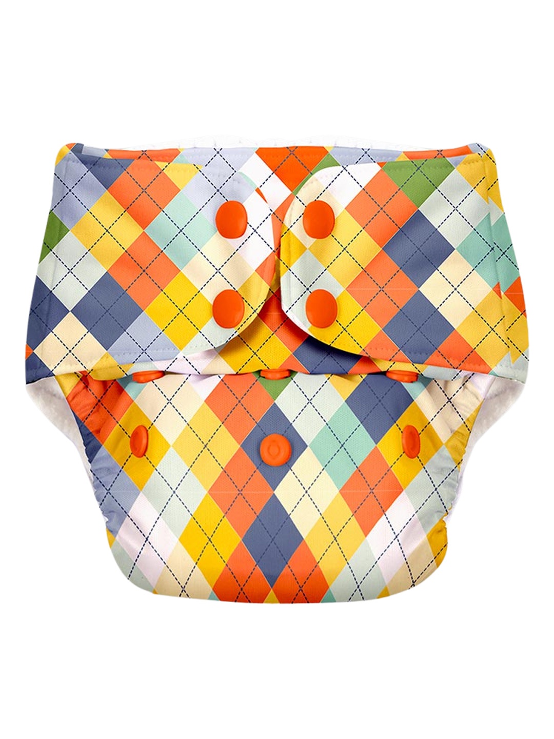 

SuperBottoms Infants Basic Quick Dry Ultra Thin Pad Diaper - Peach Geometric, Orange