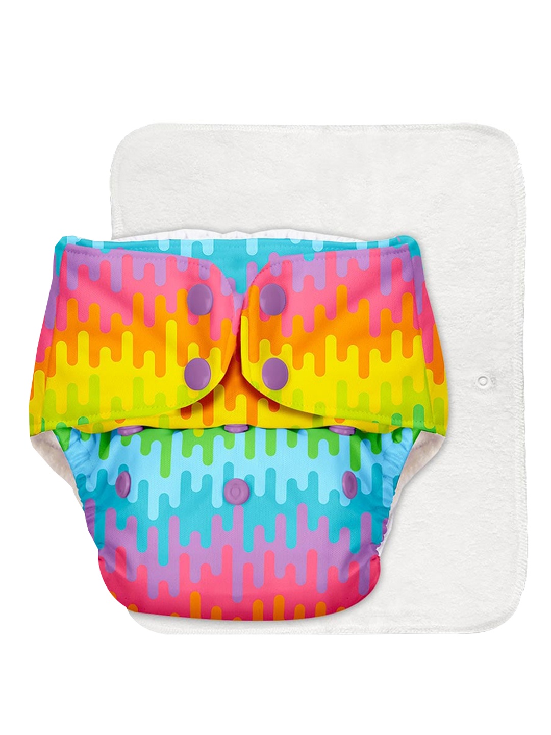 

SuperBottoms Infants Printed 2 Pcs Quick Dry Ultra Thin Cloth Diaper with Insert, Multi