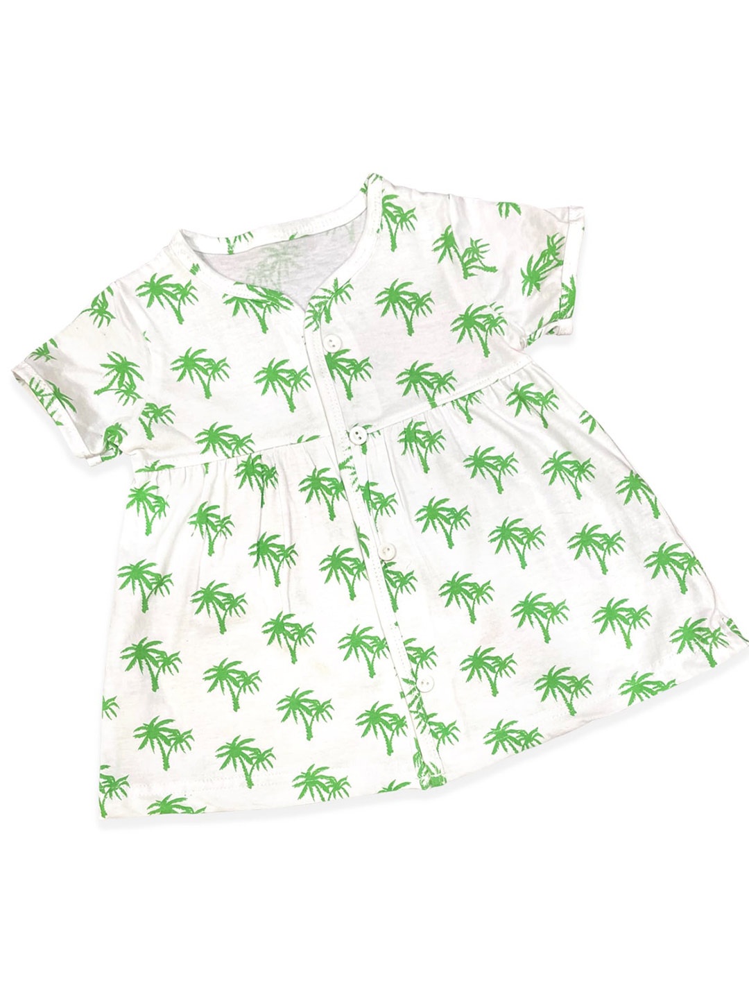 

Born Babies Infants Girls Tropical Printed Cotton Fit & Flare Dress, White